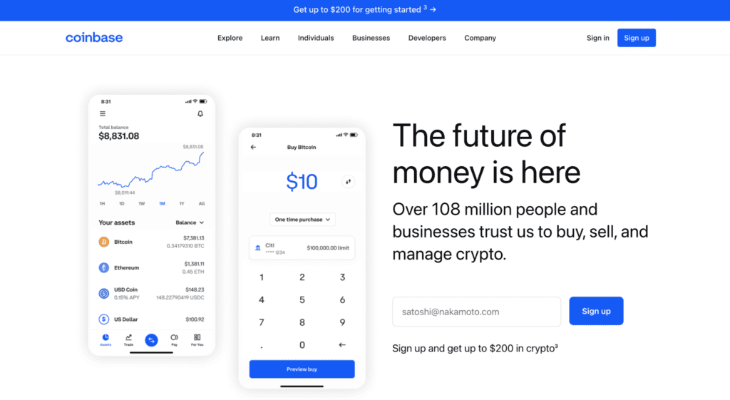 Why to choose Coinbase?
https://www.coinbase.com/
